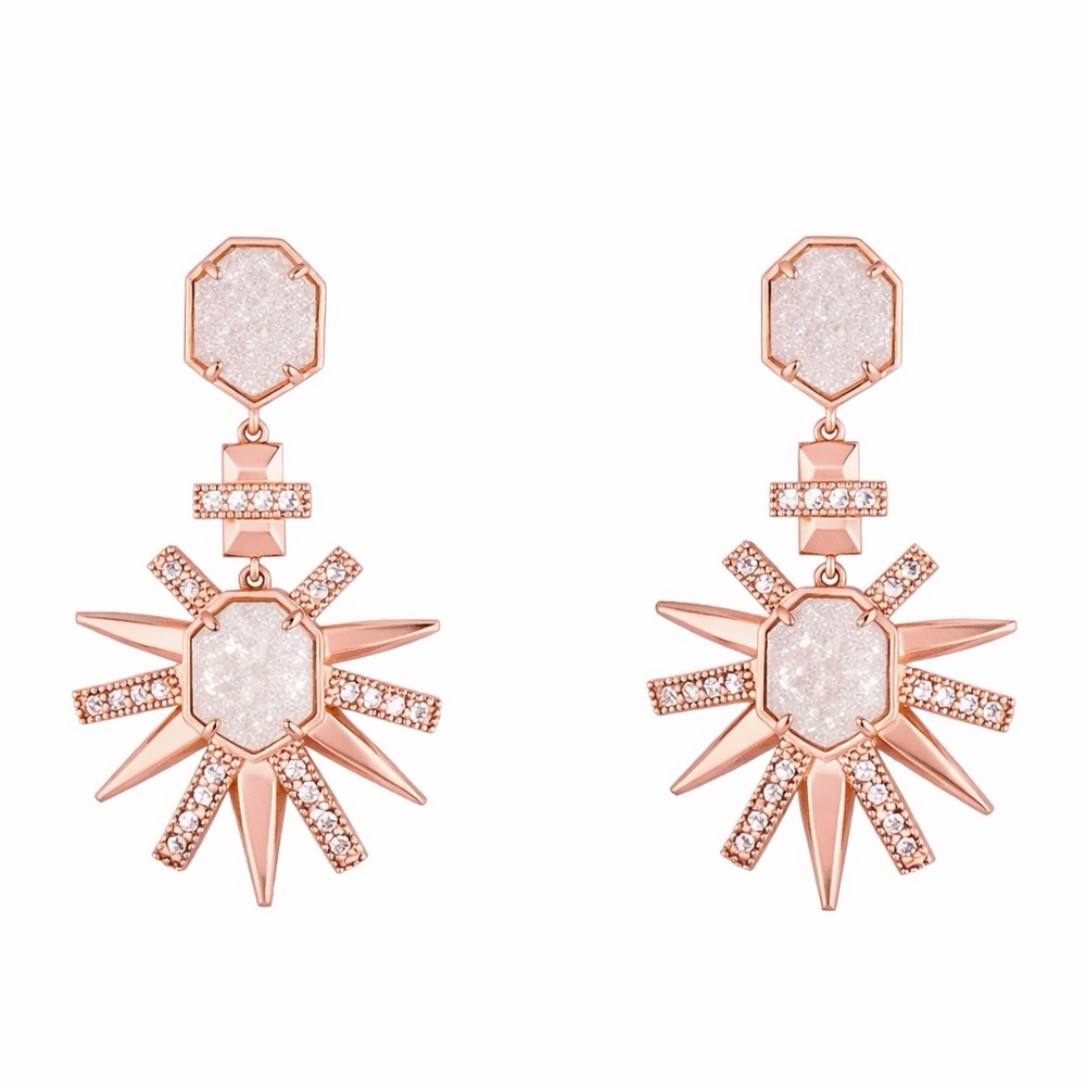 Kendra Scott Allie White Druzy Earrings in Rose Gold